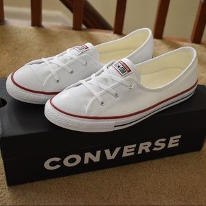 White Converse Size 10 NWOT